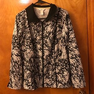 NWOT Christopher and Banks Full Zipper Zebra Print Lightweight Jacket (Medium)